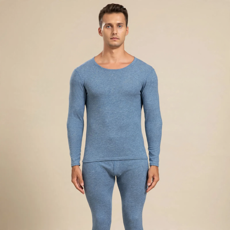 Woll-Seiden-Thermo-Set, Rundhalsausschnitt, Unisex