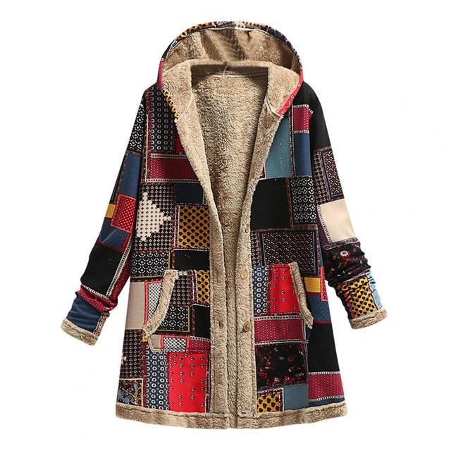 Gefütterte Kapuzenjacke mit Reißverschluss und Print