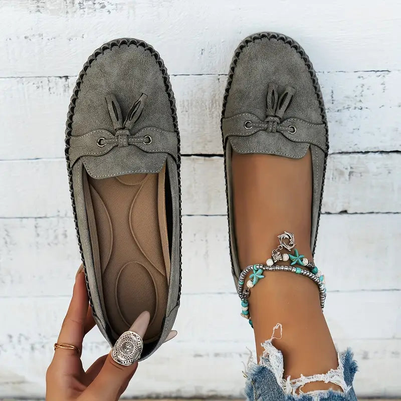 Klassische Wildleder-Loafer mit Quastendetail für Damen