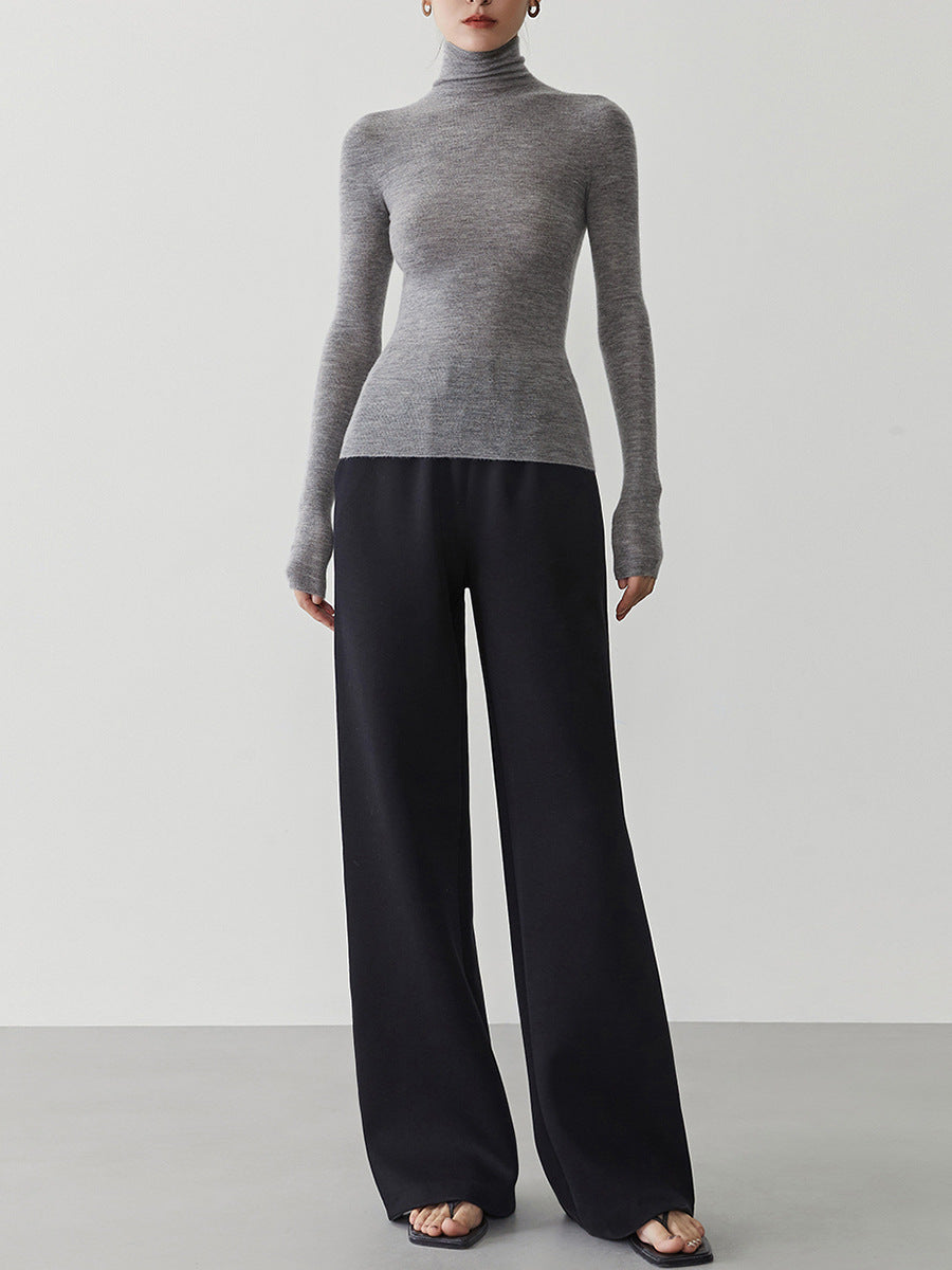 Damen-Kaschmirpullover mit Stehkragen, nahtlos