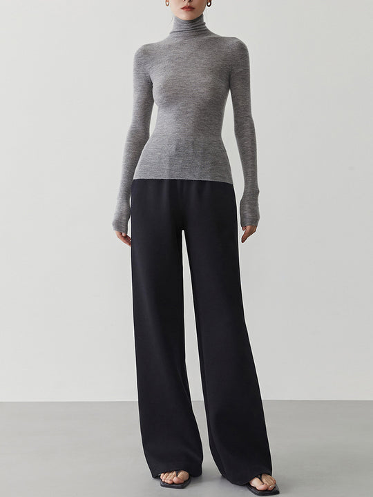 Damen-Kaschmirpullover mit Stehkragen, nahtlos