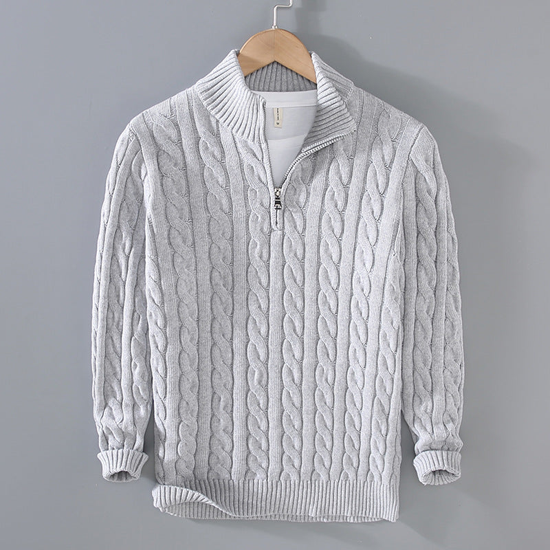Herren-Strickpullover mit Reißverschluss und Stehkragen