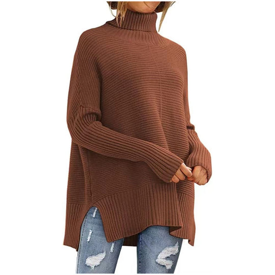 Damen Strickpullover, Rollkragen, weiter Schnitt