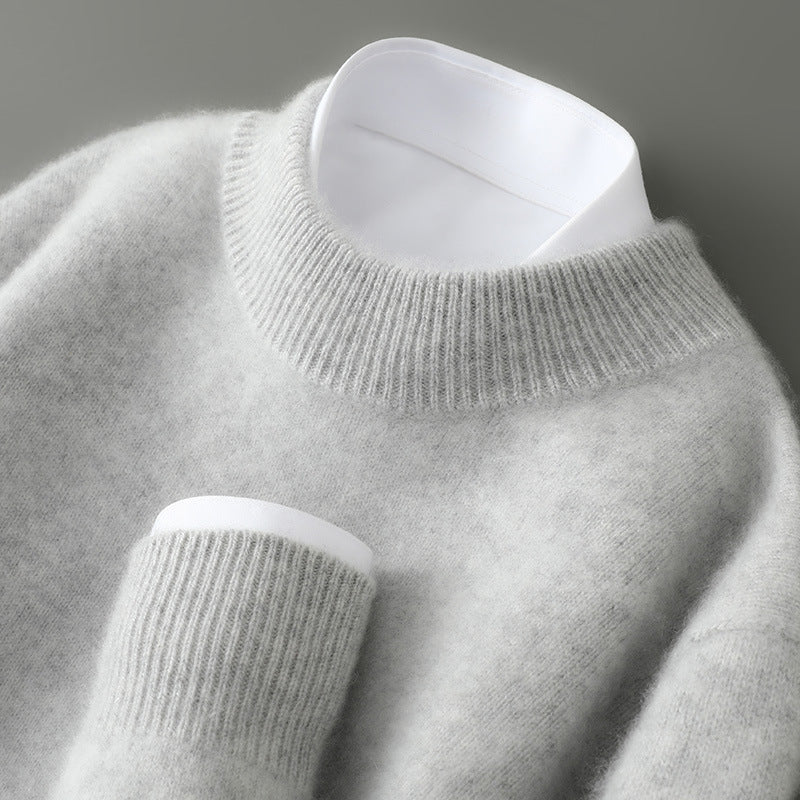 Herren-Wollpullover, Stehkragen, 100% Wolle, dick