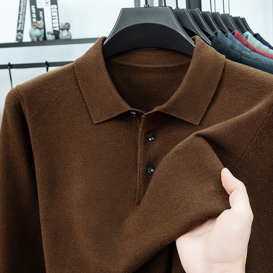 Herren-Strickpullover mit Reverskragen und Thermofutter