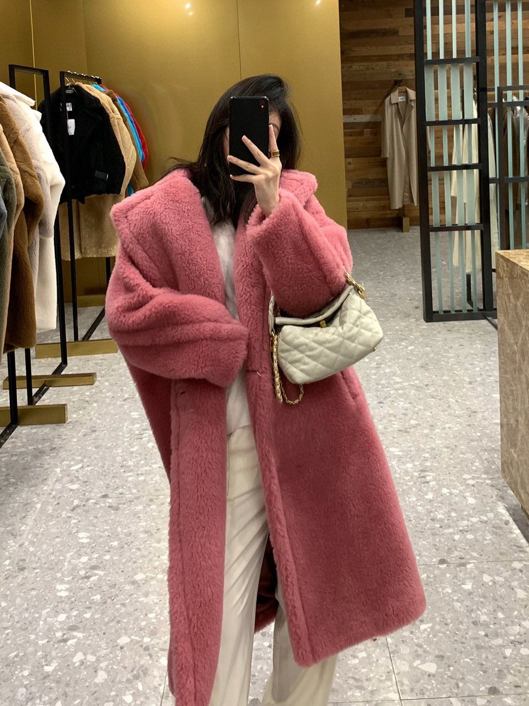 Teddy-Mantel für Damen, lang, verschiedene Farben
