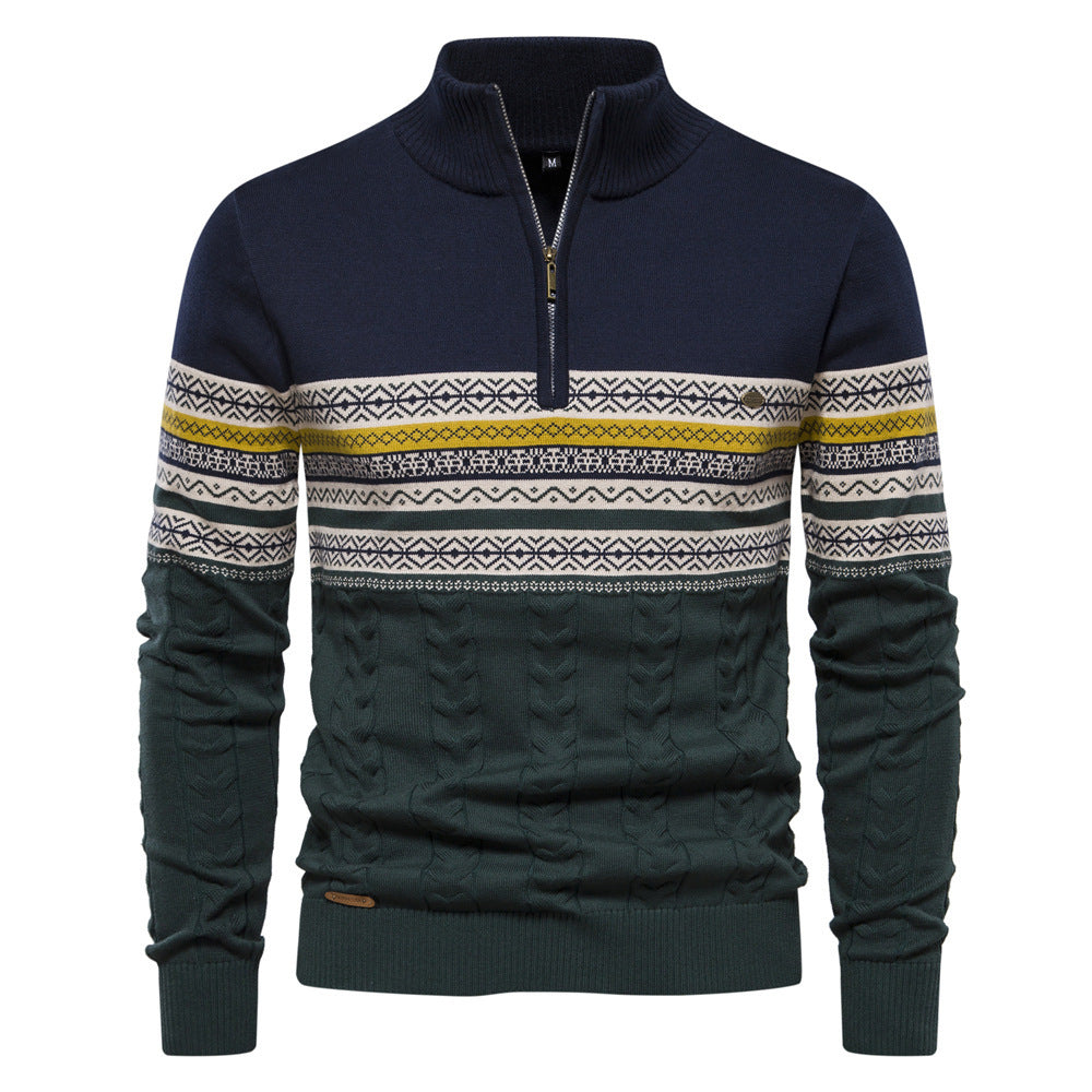 Moderner Herren-Strickpullover mit Stehkragen