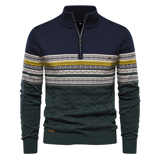 Moderner Herren-Strickpullover mit Stehkragen