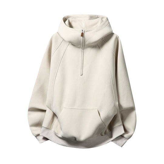 Unisex-Kapuzenpullover mit Reißverschluss und Stehkragen