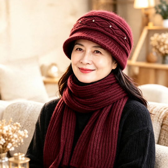 Strickmütze und Schal Set für Damen
