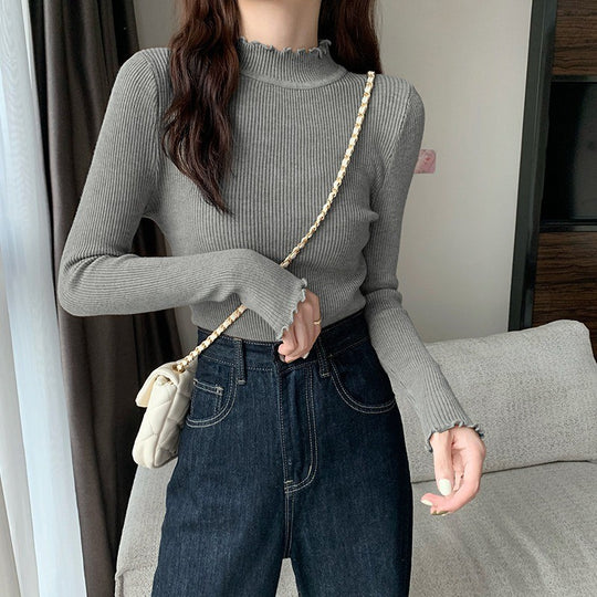 Vielseitiger Damen-Strickpullover mit Stehkragen