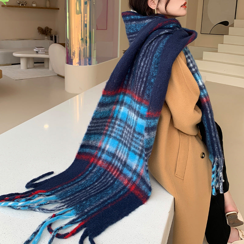 Karierter Schal in Mohair-Optik, wärmend