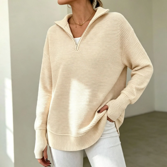 Damen-Strickpullover mit Reißverschluss