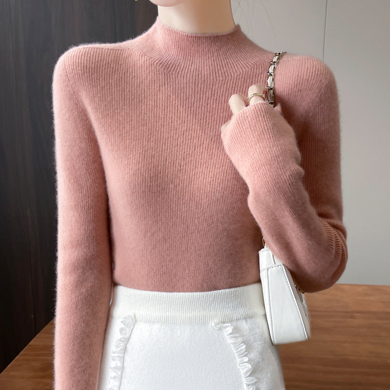 Damen-Strickpullover mit Stehkragen, figurbetont