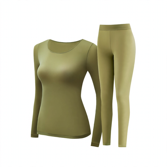 Damen Thermo-Unterwäsche, elastisch, einfarbig, Rundhals