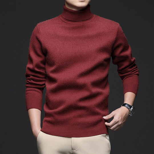 Herren-Rollkragenpullover, gestrickt, warm, für den Winter