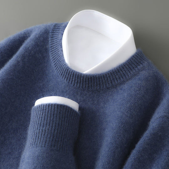 Herren-Wollpullover, Stehkragen, 100% Wolle, dick