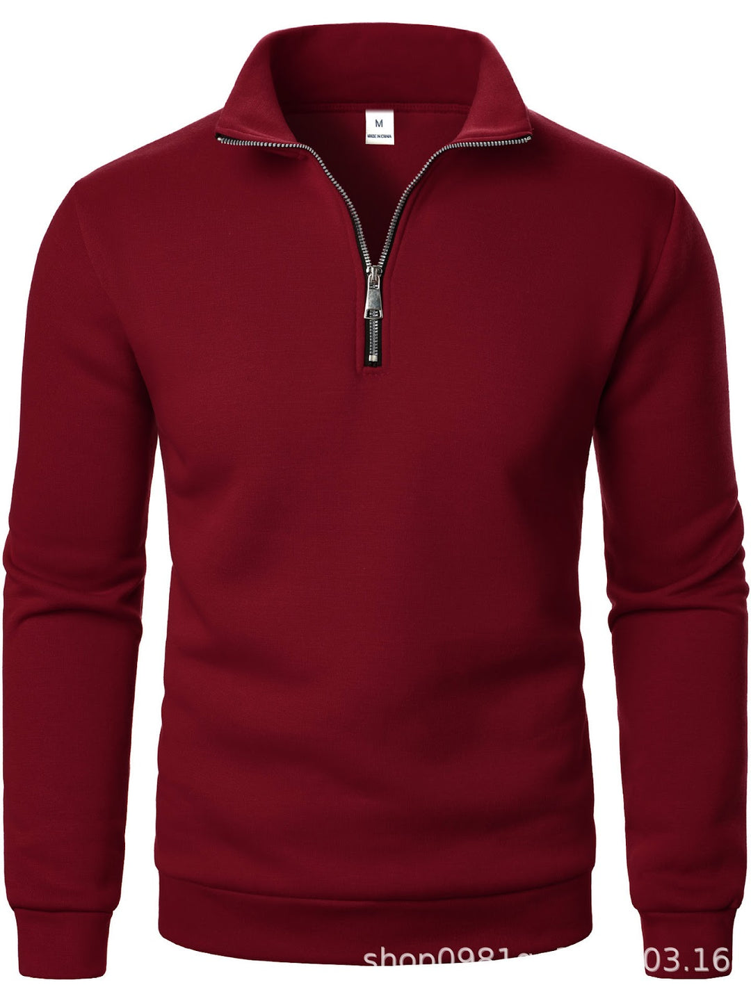 Gefüttertes Stehkragen-Sweatshirt mit Viertel-Reißverschluss