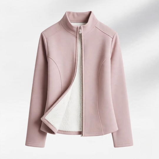 Gefütterte Damen-Yoga-Jacke mit Taillenschnitt und Reißverschluss