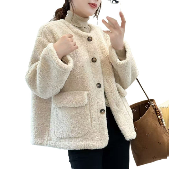 Gefütterte Lammfleece-Jacke im eleganten Stil