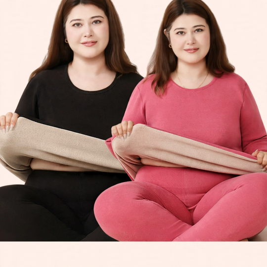 Damen Thermo-Unterwäsche-Set, Lammfleece-Imitat, gefüttert