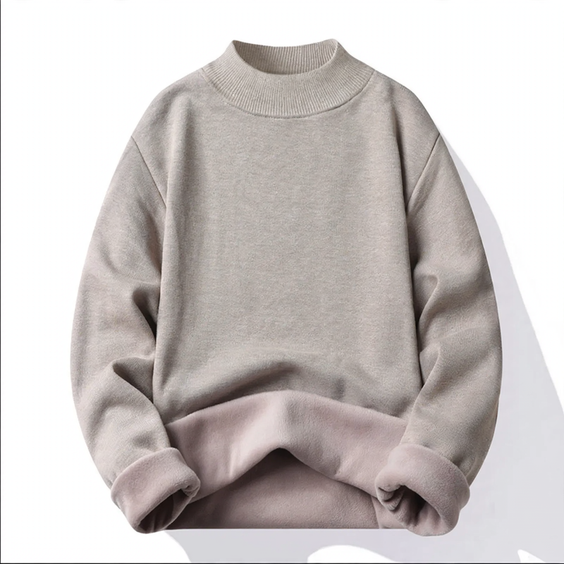 Herren-Pullover mit Stehkragen, gefüttert, locker