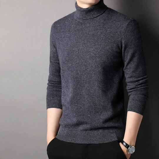 Herren-Wollpullover, Rollkragen, klassisches Design