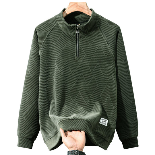 Gefütterter Herren-Sweater mit Reißverschluss, Übergröße