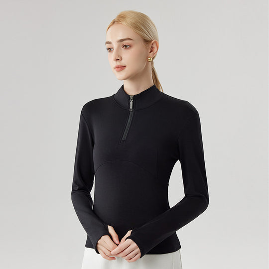Damen-Sweatshirt mit halbem Reißverschluss