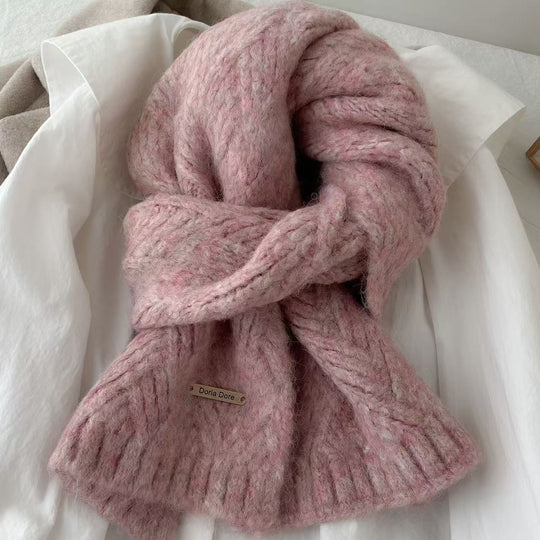 Einfarbiger Alpakawoll-Mischgewebe Strickschal, 22x162 cm
