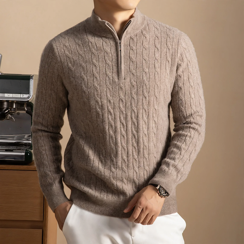 Herren-Kaschmirpullover mit Reißverschluss, dick