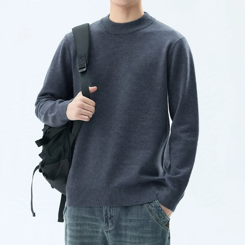 Herren-Wollmischpullover mit Rundhals