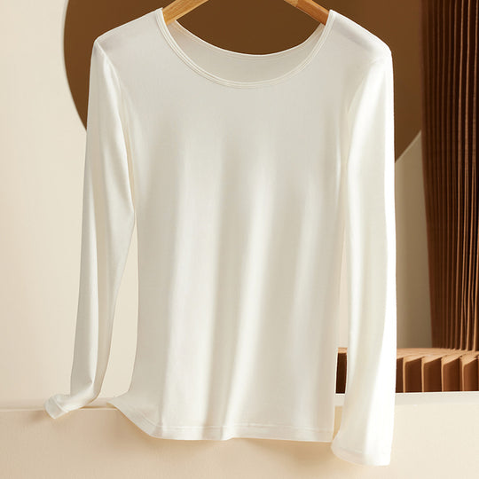 Damen Modal-Langarmshirt, figurbetont, Rundhalsausschnitt