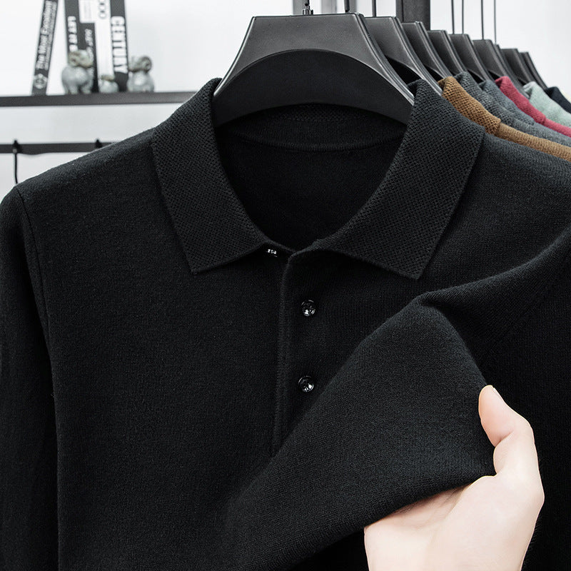 Herren-Strickpullover mit Reverskragen und Thermofutter