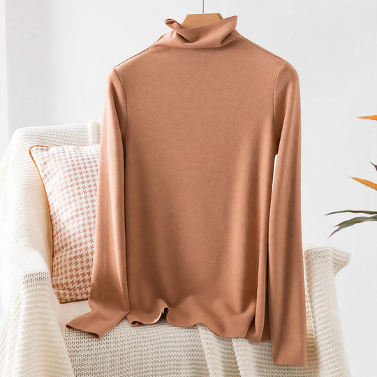 Damen-Rollkragenpullover aus Kaschmir-Seiden-Mix
