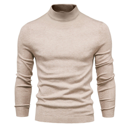 Herren-Rollkragenpullover, gestrickt, einfarbig