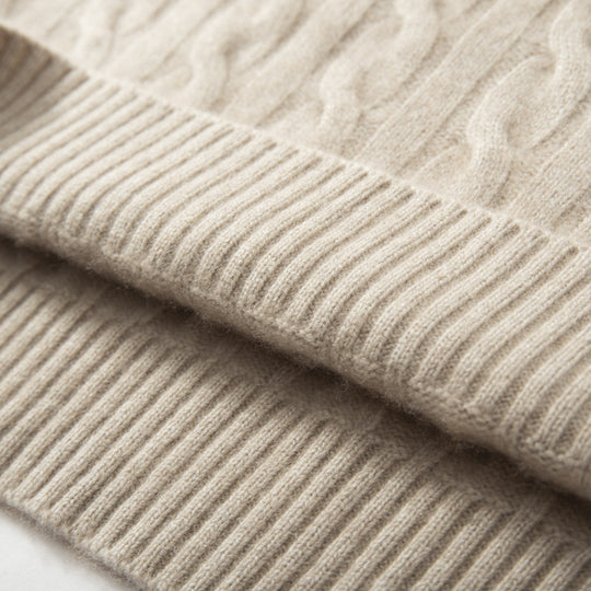Herren-Kaschmirpullover, Zopfmuster, schweres Strickdesign