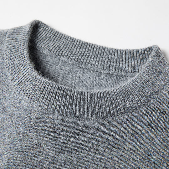 Herren-Wollpullover, Rundhalsausschnitt, einfarbig