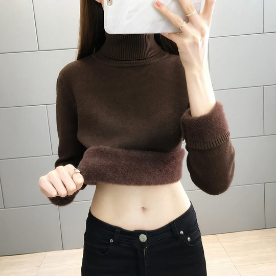 Gefütterter Damen-Rollkragenpullover, extra warm
