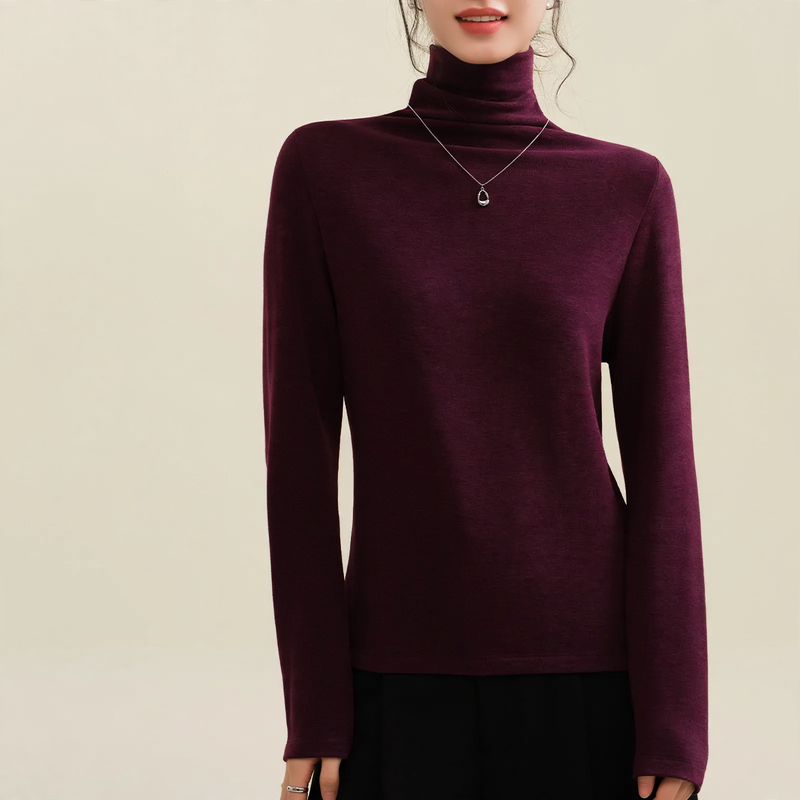 Damen-Woll-Seiden-Pullover, gefüttert, mit Stehkragen