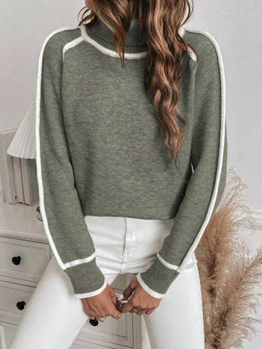Lockerer Damen-Strickpullover mit hohem Kragen