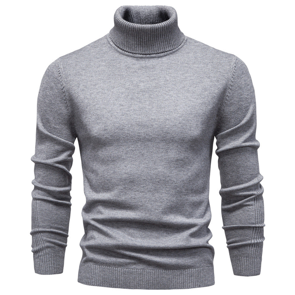 Herren-Rollkragenpullover, einfarbig, lässig