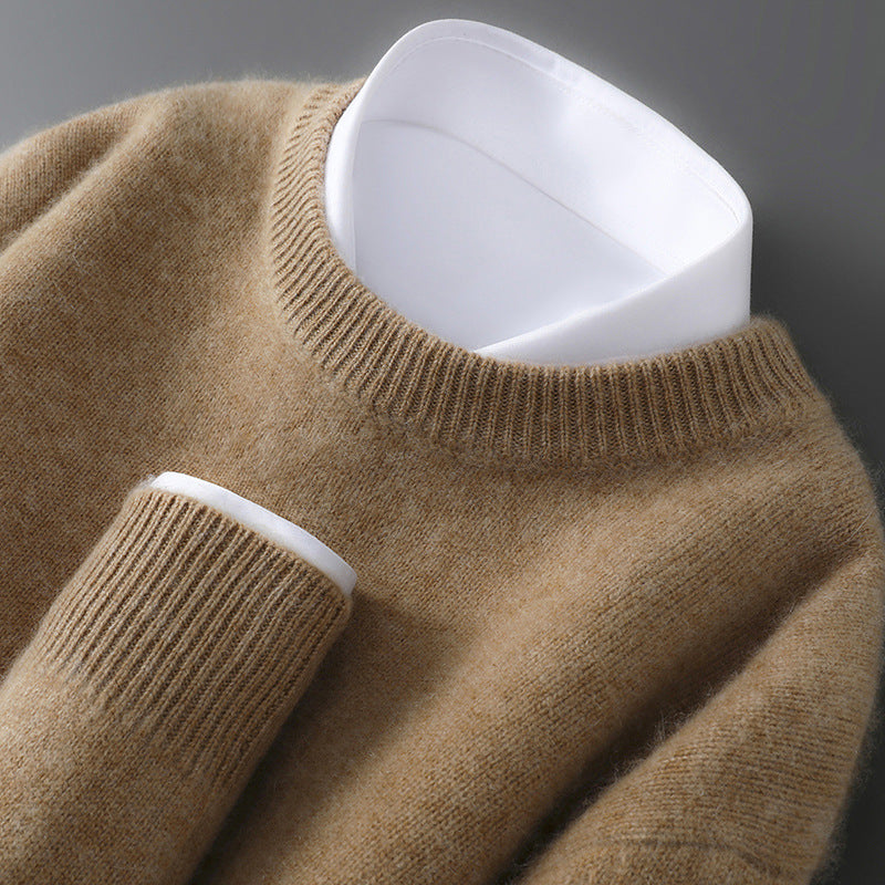 Herren-Wollpullover, Halbkragen, gestrickt, locker