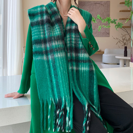 Karierter Schal in Mohair-Optik, wärmend