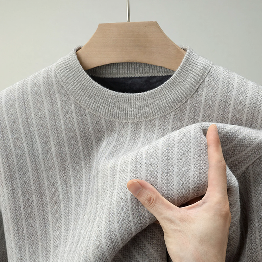 Herren-Pullover mit Stehkragen, gefüttert, Jacquard-Muster