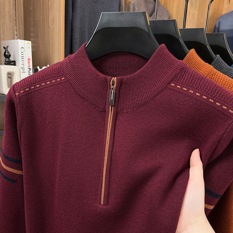 Herren-Strickpullover mit Reißverschluss und Stehkragen