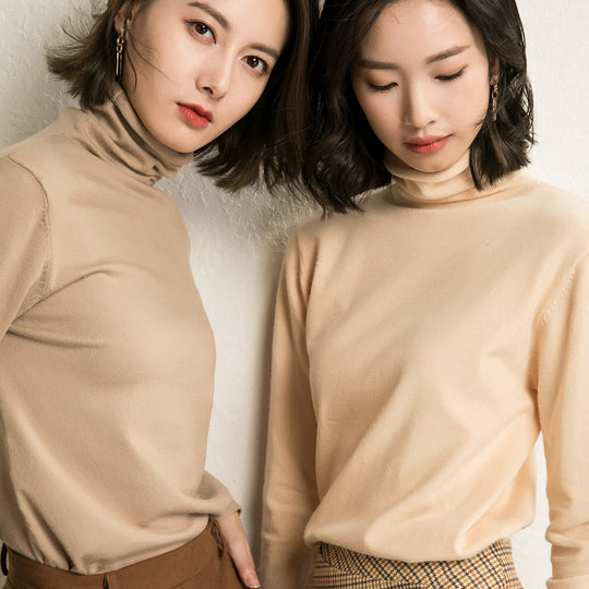 Damen-Strickpullover, Stehkragen, lockere Passform