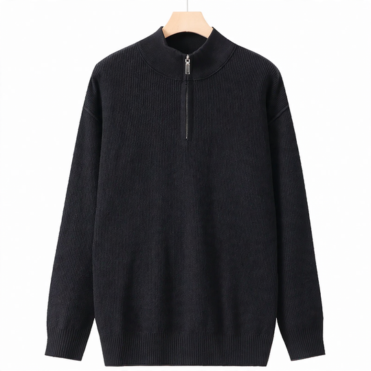 Herren-Strickpullover mit Stehkragen und Reißverschluss