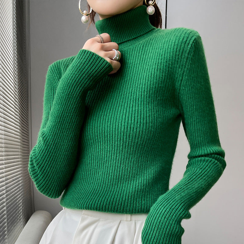 Damen-Rollkragen-Strickpullover, schmal geschnitten