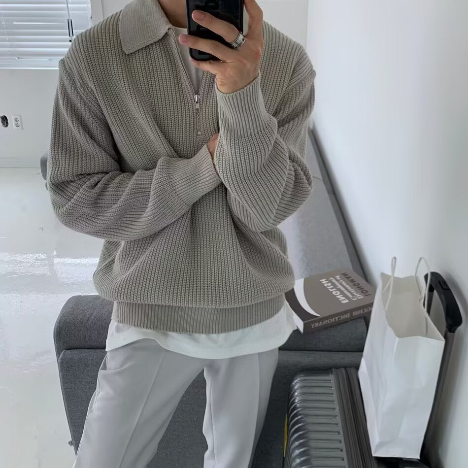 Herren-Strickpullover im Vintage-Stil mit Reißverschluss